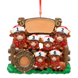 Family of 6 Western Highland Cow Personalized Christmas Ornament, Family of 6 Keepsake