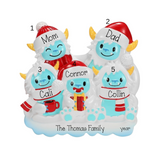 Yeti Family of 5 Personalized Christmas Ornament ~ Family of 5 Yeti Ornament ~ Christmas Ornaments ~ Personalized Gift ~ Customized Ornament