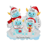 Yeti Family of 4 Personalized Christmas Ornament ~ Family of 4 Yeti Ornament ~ Christmas Ornaments ~ Personalized Gift ~ Customized Ornament