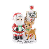 Personalized Santa & Reindeer Christmas Ornament – North Pole Holiday Keepsake