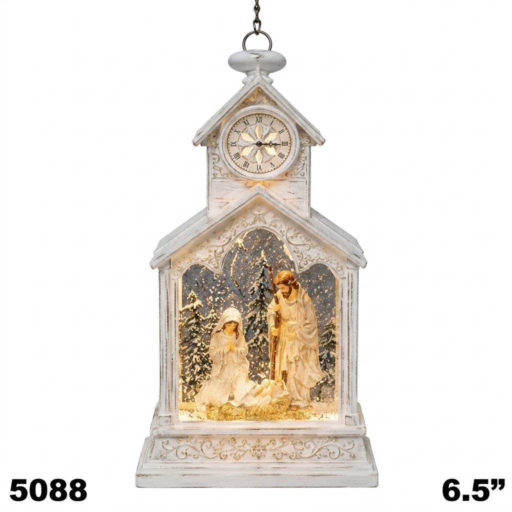 6.4" Lighted Nativity Chapel Religious Decor
