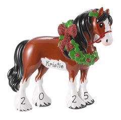 Clydesdale Horse Ornament ~ Personalized Horse Christmas Ornament