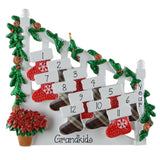 Family of 12 Staircase Stockings Personalized Christmas Ornament, 12 Grandkids on Bannister
