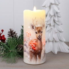 Winter Fawns Fiber Optic Candle