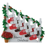 Personalized Family of 11 Staircase Bannister Ornament, 11 Stockings, Eleven Grandkids Christmas Keepsake,