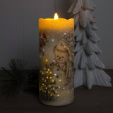 Silent Night Snowman Fiber Optic Candle
