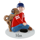 Personalized Boy & Dog Christmas Ornament – Pet Lover Keepsake
