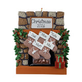 Custom Family Keepsake, Family Of 5 Lodge Fireplace Ornament