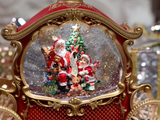 10.25"L Lighted Santa Carriage Glitter Globe, Xmas Decor