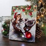 Christmas Kittens 6x8 Lighted Tabletop Canvas