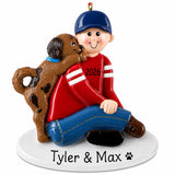 Personalized Boy & Dog Christmas Ornament – Pet Lover Keepsake