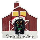 Personalized Black Bear Couple Christmas Ornament – Red Barn Bear Keepsake