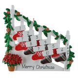 Personalized Family of 10 Staircase Bannister Ornament, 10 Stockings, Ten Grandkids Christmas Keepsake,