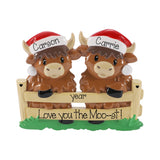 Cute Highland Cow Personalized Couple's Christmas Ornament, Family of 2 Keepsake
