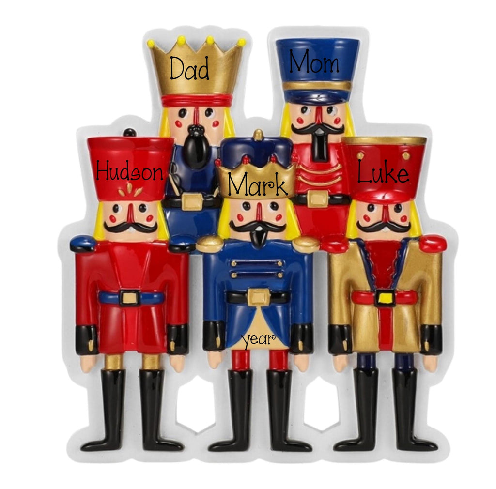 Nutcracker Family of 5 Personalized Christmas Ornament ~ 5 Toy Soldiers Ornament ~ Christmas Ornaments ~ Family of Five Christmas Ornament