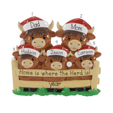 Personalized Highland Cow Family of 5 Christmas Ornament , Christmas Ornament for 5