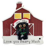 Personalized Black Bear Couple Christmas Ornament – Red Barn Bear Keepsake