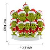 Personalized Family of 10 Green Monster Christmas Ornament