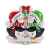 Couples-Cute Mistletoe with Kissing Penguins Personalized Christmas Ornament, Family of 2 Keepsake