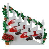 Personalized Family of 10 Staircase Bannister Ornament, 10 Stockings, Ten Grandkids Christmas Keepsake,
