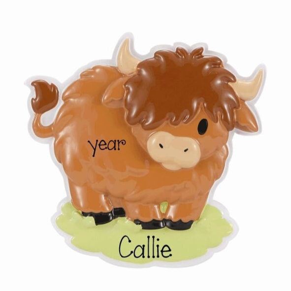 Personalized Highland Cow Ornament ~ Western Farm Family Highland Cow ~ Cute Cow Ornament ~ Farm Animal Ornament ~ Little Girl Ornament
