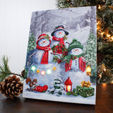 Snowman Friends 6x8 Lighted Tabletop Canvas