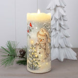 Silent Night Snowman Fiber Optic Candle