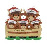 Personalized Highland Cow Family of 5 Christmas Ornament , Christmas Ornament for 5