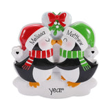 Couples-Cute Mistletoe with Kissing Penguins Personalized Christmas Ornament, Family of 2 Keepsake