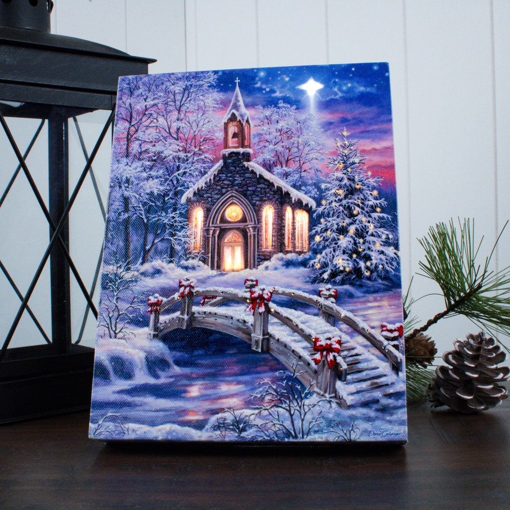 O Come Emmanuel 6x8 Lighted Tabletop Canvas