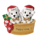 Two Dalmatians in a basket Personalized Christmas Ornament ~ Dalmatian Couple in a Wicker Basket