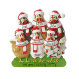 Family of 6 Chicken Christmas Ornament