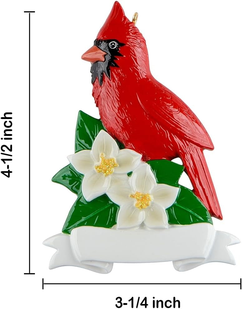 Personalized Red Cardinal Christmas Ornament