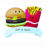 Personalized Burger and Fries COUPLE Ornament~Christmas Ornaments~Hand Personalized Ornament~Custom Couples Ornament