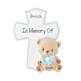 Personalized Child Bear with Blue Cross Ornament ~ Baby Boy Memorial Ornament ~ Christening Ornament for a Boy ~ Child memorial Ornament