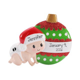 Baby Boy or Baby Girl 1st Christmas, Baby Crawling Red Ornament, First Christmas Keepsake