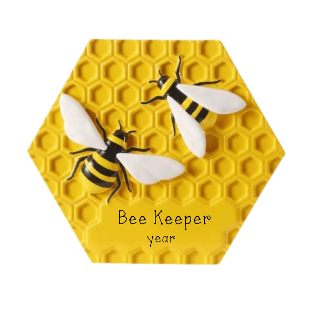 Little Yellow Bumble Bee Honeycomb Personalized Christmas Ornament ~ Honey Bee Ornament ~ Bee Hive ~ Beekeeper Gift ~ Sweet Honey