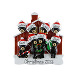 Personalized Family of 8 Christmas Tree Ornament, 8 GRANDKIDS Keepsake, Christmas Morning