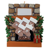 Custom Family Keepsake, Family Of 5 Lodge Fireplace Ornament