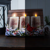 Bless Our Home Christmas 8x6 Lighted Tabletop Canvas