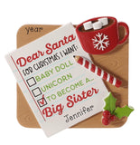 Letter to Santa Personalized Christmas Ornament ~ Wants to be a Big Sister ~ Soon to be Big Sister ~ Santa Wish List