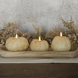 3.5" CREAM 3D FLAME SHORT PUMPKIN CANDLE