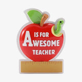 A Is For Awesome Teacher Hand Personalized School Gift, Teacher Apple Christmas Ornament