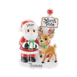 Personalized Santa & Reindeer Christmas Ornament – North Pole Holiday Keepsake