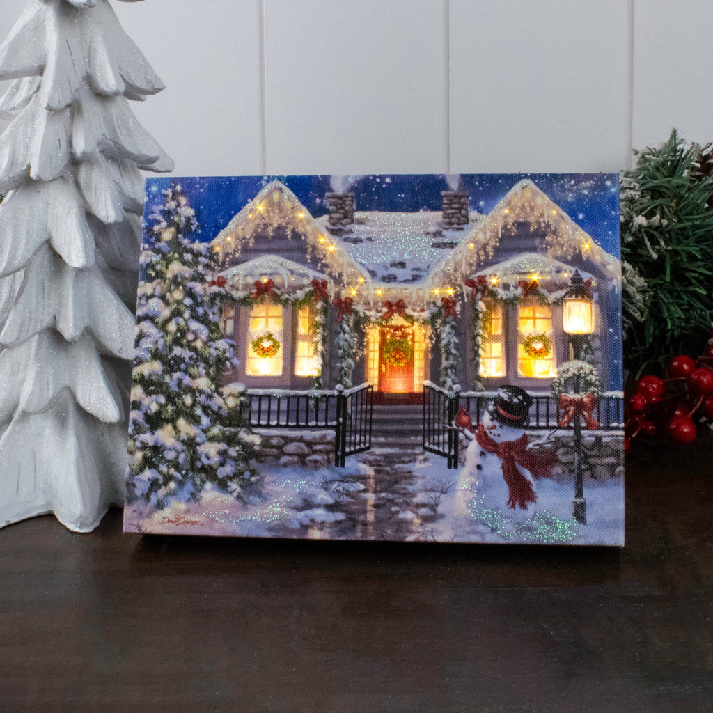 Twinkle Cottage 8x6 Lighted Tabletop Canvas