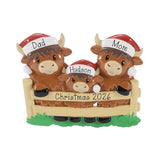 Personalized Highland Cow Family of 3,  Hand Personalized Family Christmas Ornament