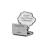 Computer Christmas Ornament, Thought Cloud Laptop Keepsake - Personalized Marker | Office Gift