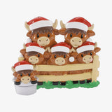 Family of 6 Highland Cow Personalized Christmas Ornament, Personalized Christmas Family of 6 Gift