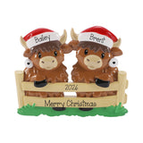Cute Highland Cow Personalized Couple's Christmas Ornament, Family of 2 Keepsake