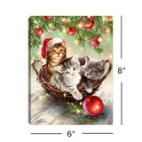 Christmas Kittens 6x8 Lighted Tabletop Canvas